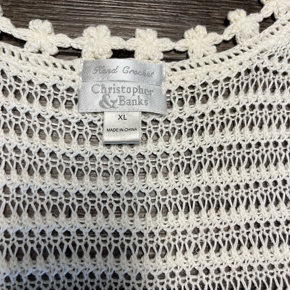 Christopher & Banks crochet hippie vest front tie daisy detail size XL - Picture 7 of 10